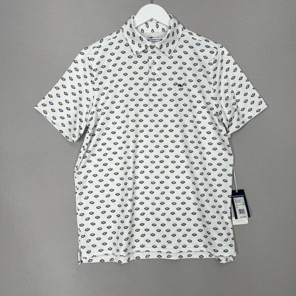 Vineyard Vines Performance Polo Shirt Boys XL White in Overboard Printed Sankaty - Picture 1 of 11